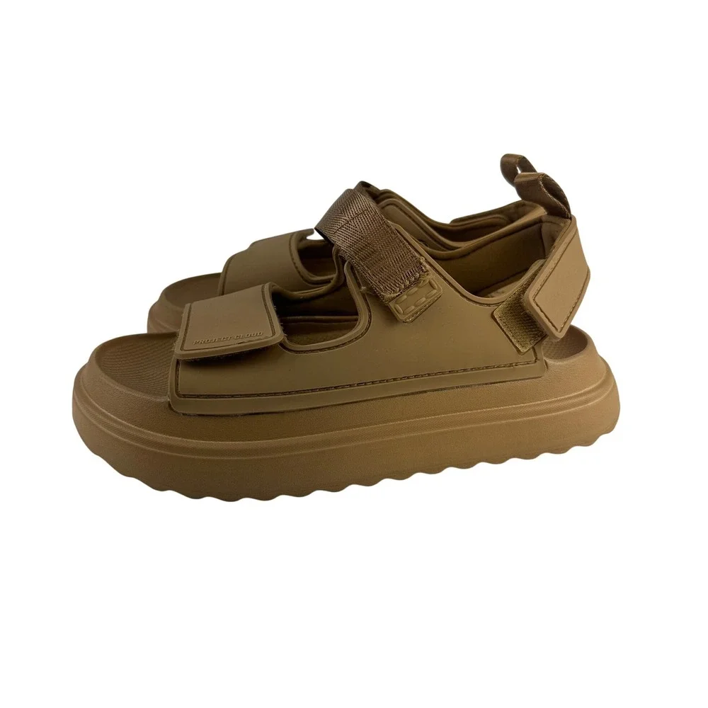 Project Cloud Goldie Platform Sandals Light Brown Chunky Adjustable Womens 8.5